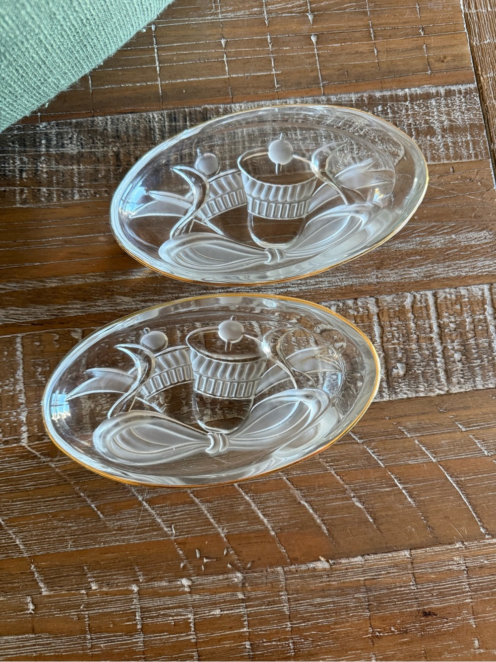 vintage Studio Nova "Gilded Bells" 7-inch oval candy/relish dishes (set of 2)